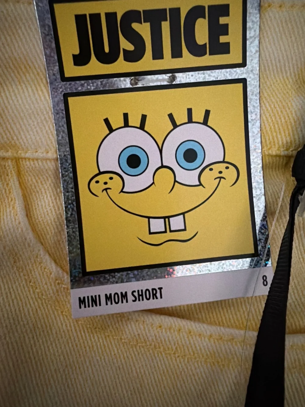 Sponge Bob Justice Girls Yellow Sequin Denim Shorts Size 8 NWT